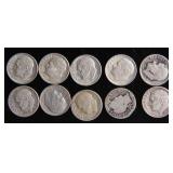 Ten Mixed Silver Dimes