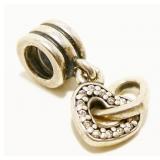 Pandora Sterling Silver Double Heart Charm 2.5g