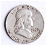 1957-D Franklin Half-Dollar Silver Coin