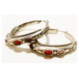 Eclectic 925 Silver Gemstone Hoop Earrings 19.1g