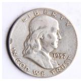 1957-D Franklin Half-Dollar Silver Coin