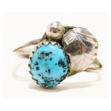 Old Pawn Turquoise Sterling Silver Ring Sz 5 1.5g