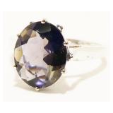 10K White Gold Gemstone Ring Sz 7.5 2.1g India