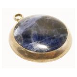 Mexican Sterling Silver Round Stone Pendant 16.5g
