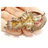 Vtg Sterling Silver Filigree Flower Brooch 8.7g