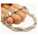Milor Italy 925 Silver Rope Bracelet 7.5" 18.6g