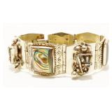 Alpaca Mexico Abalone 925 Silver Bracelet 6" 33g