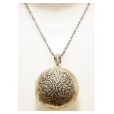 925 Silver Celtic Prayer Locket Necklace 15.5g