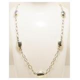 23" Italian Sterling Silver Beaded Necklace 20.6g