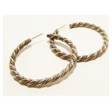 Large Twisted Sterling Silver Hoop Earrings 18.8g