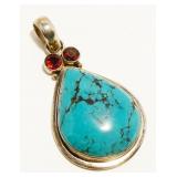 Sterling Silver Gemstone Pendant 13.7g