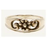 Floral Sterling Silver Ring Sz 9 2.7g