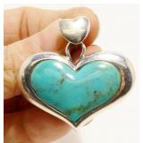 Sterling Silver Gemstone Heart Pendant 4.1g