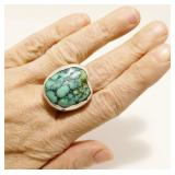 Handmade Turquoise 925 Silver Ring Sz 10.5 13.3g