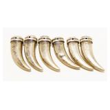 Six Sterling Silver Horn Beads/Charms 27g