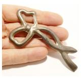 Large Mexican Sterling Silver Bow Brooch 10.2g