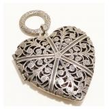 Large Ornate 925 Silver Heart Locket 15.5g