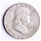 1963-D Franklin Half-Dollar Silver Coin