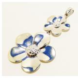 Sterling Silver Double Flower Pendant 3.5g