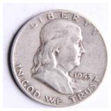 1953-D Franklin Half-Dollar Silver Coin
