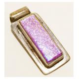 Rectangle Sterling Silver & Glass Pendant 7.9g