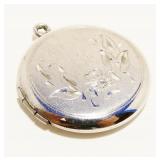 Vtg Sterling Silver Round Locket Pendant 5.9g