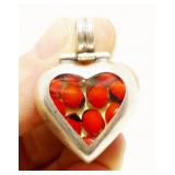 Eclectic .950 Silver & Acrylic Heart Pendant 5.6g