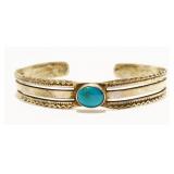 Small Old Pawn Turquoise 925 Silver Bracelet 9.6g