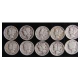 Ten Mercury Silver Dimes