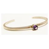 Dainty Sterling Silver Amethyst Cuff Bracelet 10g