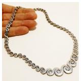 16" Mexican Sterling Silver Swirl Necklace 58.9g