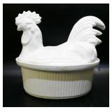White Rooster Casserole Dish, Few Chips Insde Lid