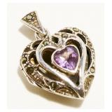 Petite Sterling Silver Gemstone Heart Locket 4g