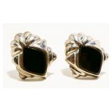 LG Mexican 925 Silver Onyx Clip-On Earrings 26.8g