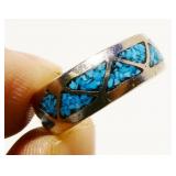 Sterling Silver Turquoise Chip Ring Sz 7 3.8g