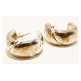 Puffy Sterling Silver Half-Hoop Earrings 7.9g