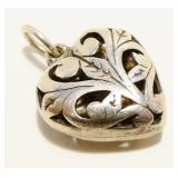 Petite Ornate Sterling Silver Heart Pendant 3.3g