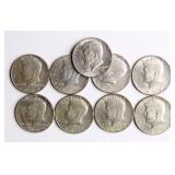 (9) Kennedy Half-Dollar Coins 40% Clad