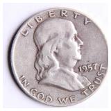 1957-D Franklin Half-Dollar Silver Coin