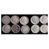 Ten Mixed Silver Dimes