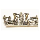 Vtg Mexican Sterling Silver Battle Scene Brooch 7g