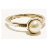 Sterling Silver Pearl Ring Sz 6.75 2.2g