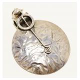 Eclectic Textured 925 Silver Circle Pendant 18.8g