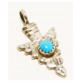 Navajo 925 Silver Turquoise Arrowhead Pendant 2.8g