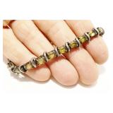 Sterling Silver Gemstone Bracelet 7" 15.5g