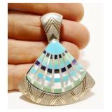 Carolyn Pollack Turquoise 925 Silver Pendant 17.2g