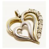 Two-Tone Sterling Silver Heart Pendant 2.2g