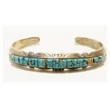 J.Begay Navajo Turquoise 925 Silver Bracelet 30.4g