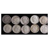 Ten Roosevelt Silver Dimes