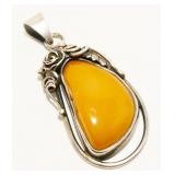 Old Pawn Sterling Silver Stone Pendant 11.8g